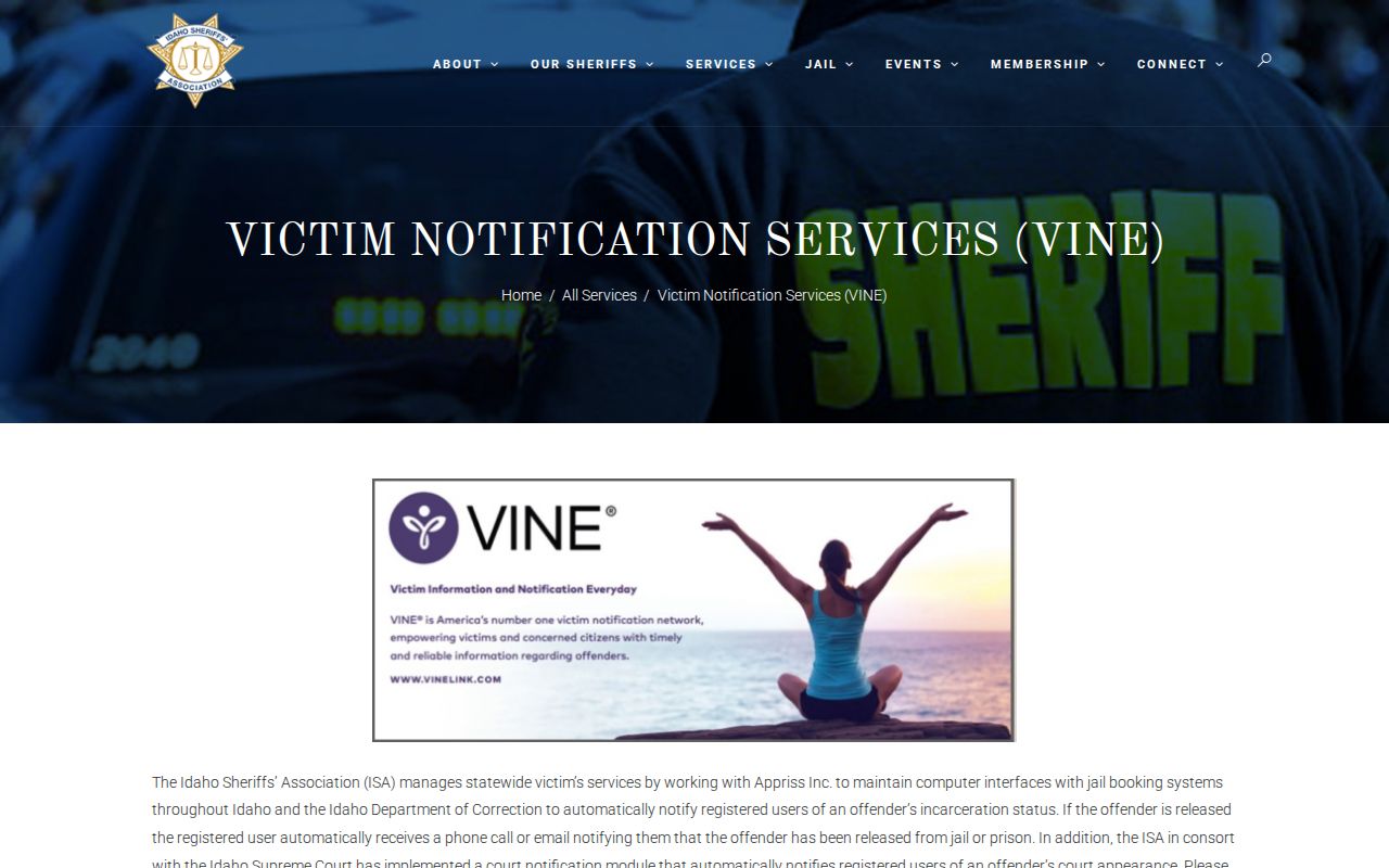 Idaho VINE coverage for Benewah County jail and state correction notifications