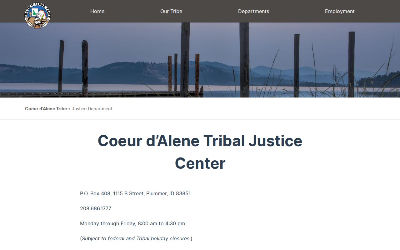 Coeur d'Alene Tribal Justice context for juvenile release records serving Benewah County